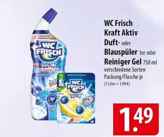 WC Frisch Kraft Aktiv Duft- oder Blauspüler 1er oder Reiniger Gel 750 ml