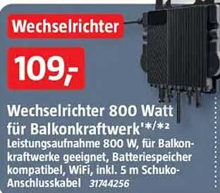 Wechselrichter 800 Watt für Balkonkraftwerk