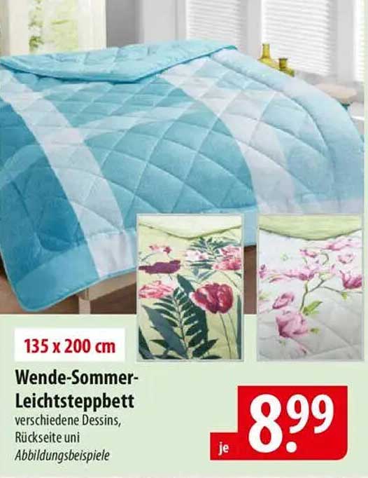 Wende-Sommer-Leichtsteppbett 135 x 200 cm