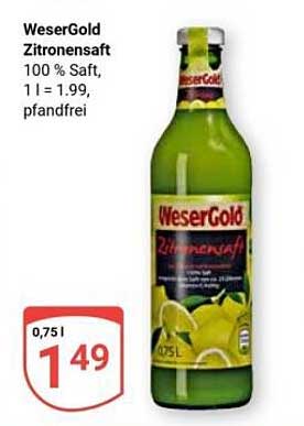 WeserGold Zitronensaft 100 % Saft, pfandfrei