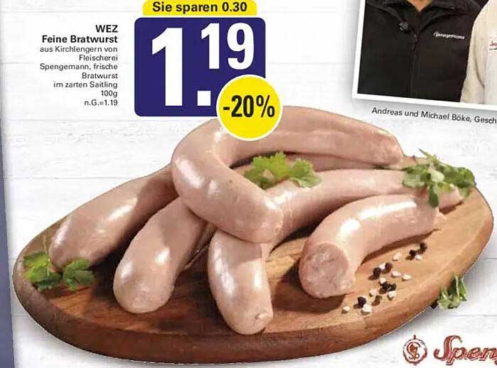 WEZ Feine Bratwurst aus Kirchlengern von Fleischerei Spengemann