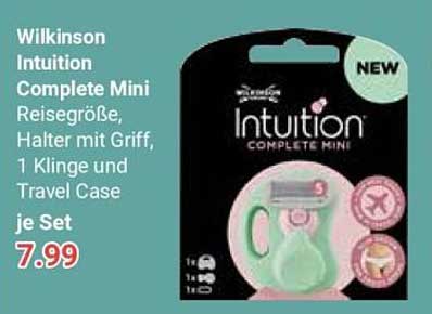 Wilkinson Intuition Complete Mini Reisgröße, Halter mit Griff, 1 Klinge und Travel Case