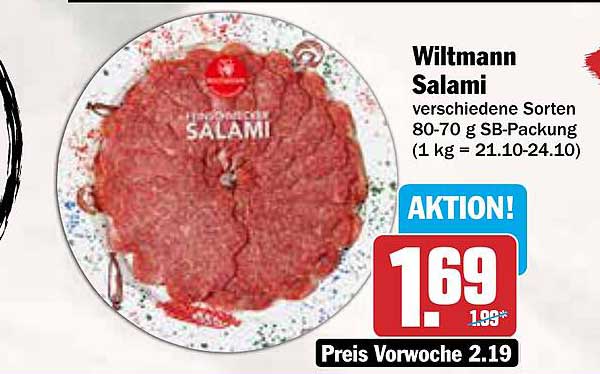 Wiltmann Salami verschiedene Sorten 80-70 g SB-Packung