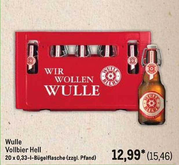 Wulle Vollbier Hell 20 x 0,33 l - 12,99 €