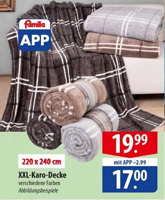 XXL-Karo-Decke 220 x 240 cm - verschiedene Farben