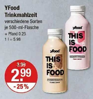 YFood Trinkmahlzeit verschiedene Sorten je 500-ml-Flasche