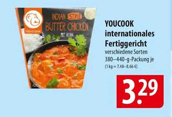 YOUCOOK internationales Fertiggericht - Butter Chicken mit Hühnchen