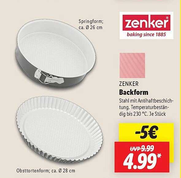 ZENKER Backform – Springform Ø 26 cm und Obsttortenform Ø 28 cm
