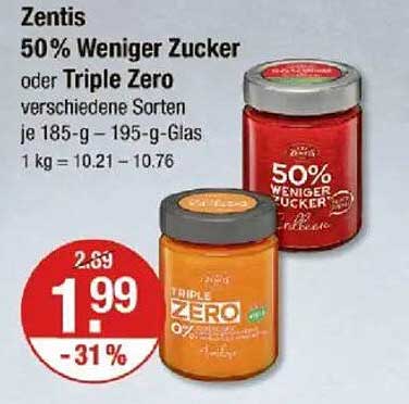 Zentis 50% Weniger Zucker oder Triple Zero - Verschiedene Sorten