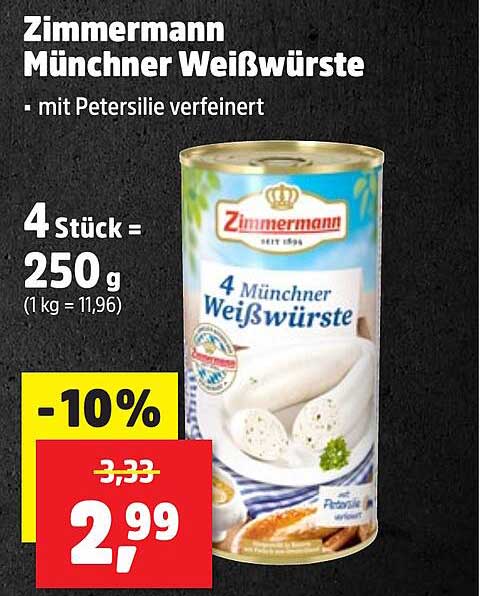 Zimmermann Münchner Weißwürste - 250 g