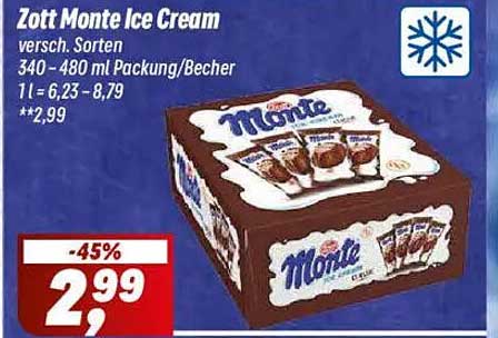 Zott Monte Ice Cream - Verschiedene Sorten