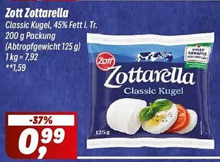 Zott Zottarella Classic Kugel, 200 g Packung