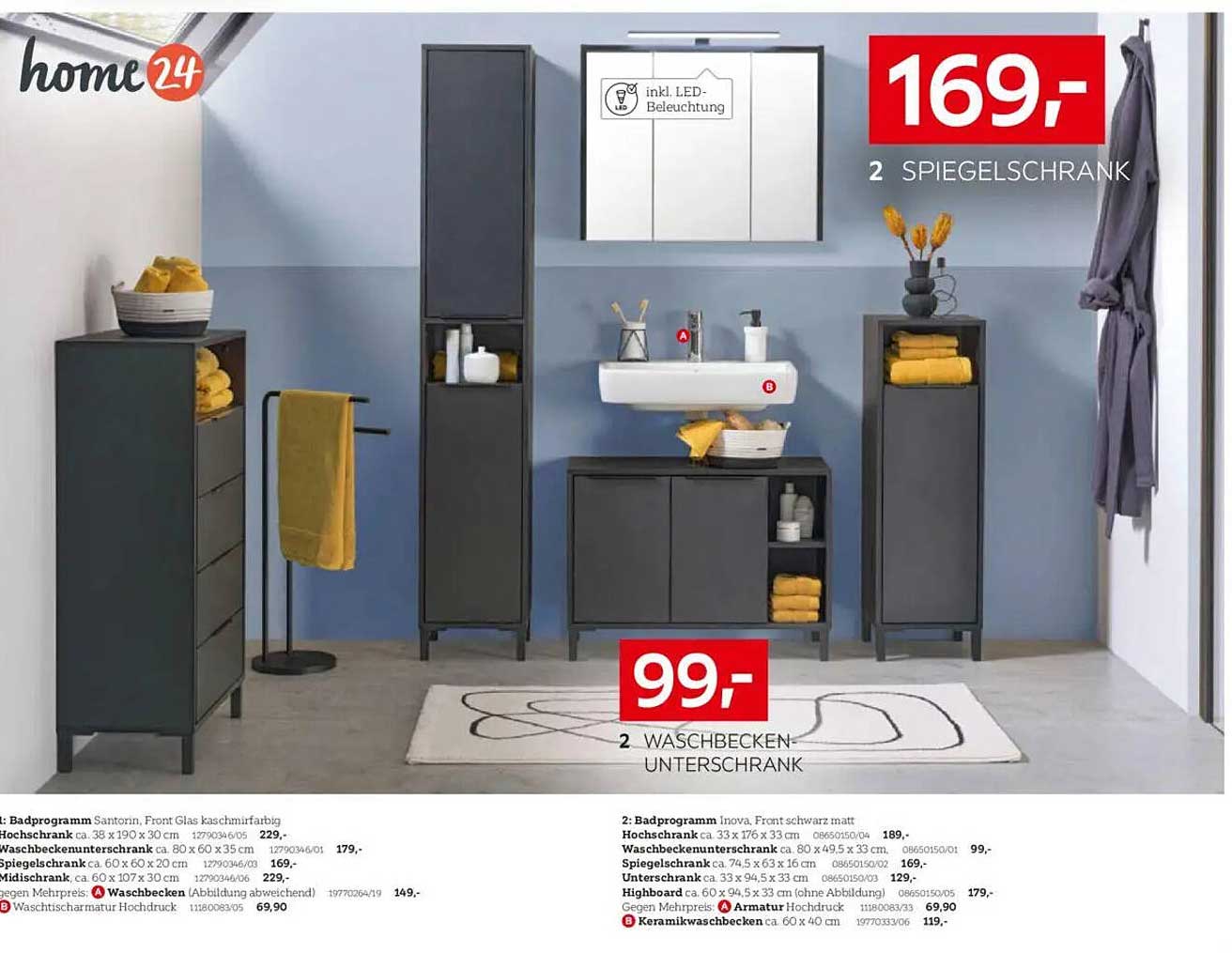 2. Spiegel-Schrank mit LED-Beleuchtung für nur 169,-