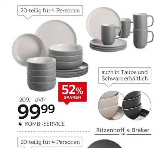 20-teiliges Kombi-Service für 4 Personen