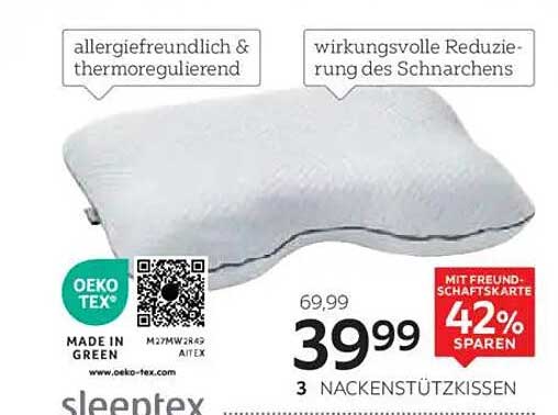 3 Nackenstützkissen von sleeptex - Allergiefreundlich und wirksam gegen Schnarchen
