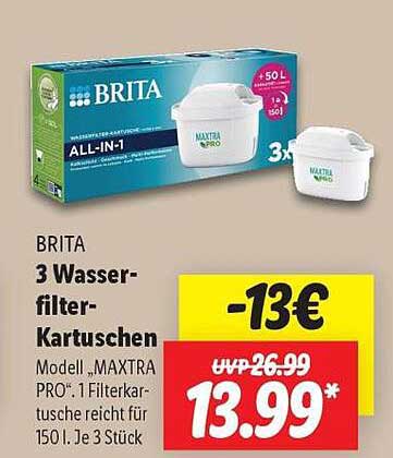 3 Wasserfilter-Kartuschen von BRITA – MAXTRA PRO