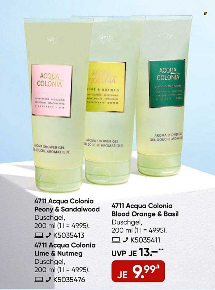 4711 Acqua Colonia Duschgel Peony & Sandalwood, Lime & Nutmeg, Blood Orange & Basil, 200 ml
