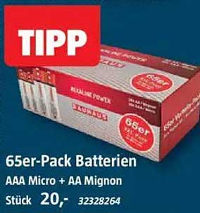 65er-Pack Batterien AAA Micro + AA Mignon