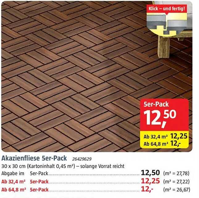 Akazienfliese 5er-Pack