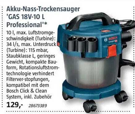 Akku-Nass-Trockensauger 'GAS 18V-10 L Professional'