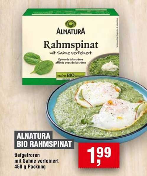 ALNATURA BIO RAHMSPINAT tiefgefroren mit Sahne verfeinert 450 g Packung