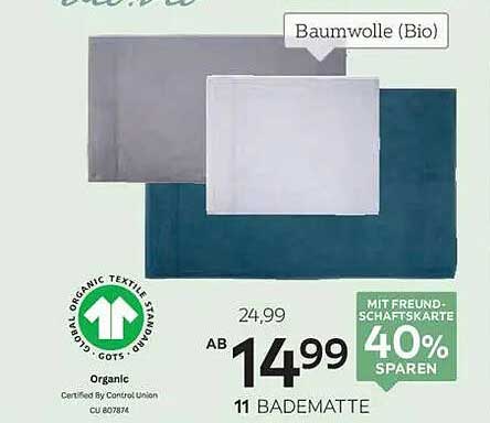 Badematte aus Bio-Baumwolle - jetzt zum Aktionspreis!