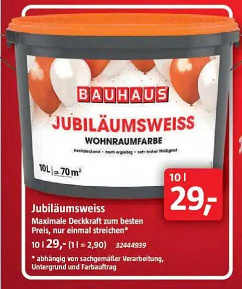 Bauhaus Jubiläumsweiss Wohnraumfarbe 10l