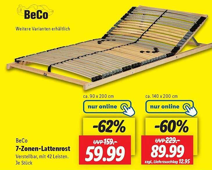 BeCo 7-Zonen-Lattenrost 90 x 200 cm und 140 x 200 cm