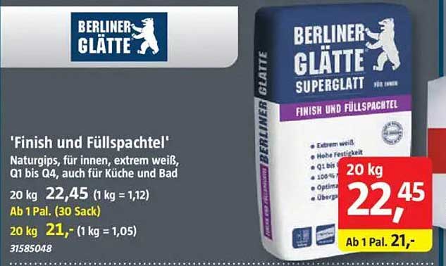 Berliner Glätte Finish und Füllspachtel 20 kg