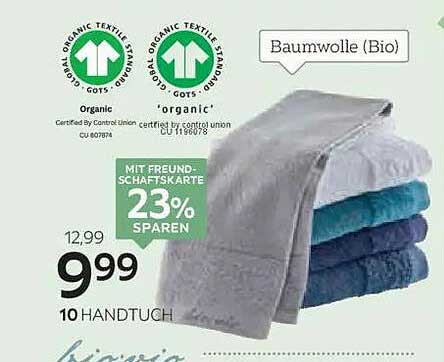 BIO-Handtücher aus 100% Baumwolle (9,99€ statt 12,99€)