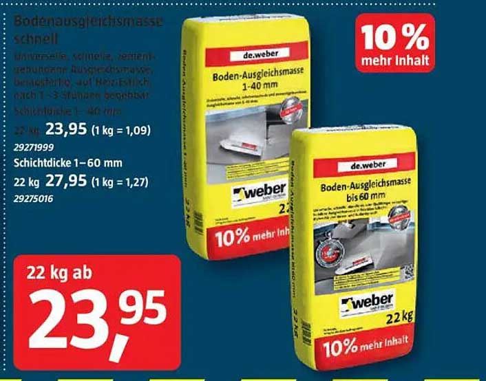 Boden-Ausgleichsmasse schnell 22 kg ab 23,95 €