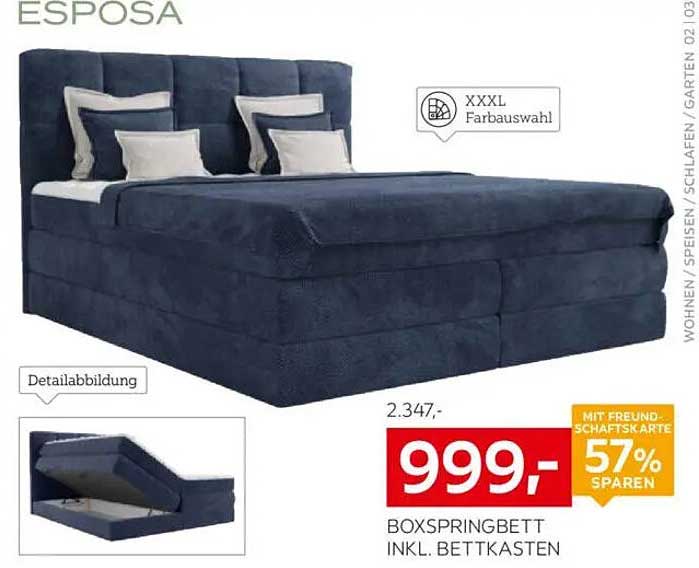 BOXSPRINGBETT ESPOSA INKL. BETTKASTEN FÜR 999,-