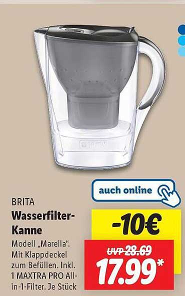 BRITA Wasserfilter-Kanne Modell „Marelle“ inkl. 1 MAXTRA PRO All-in-1-Filter