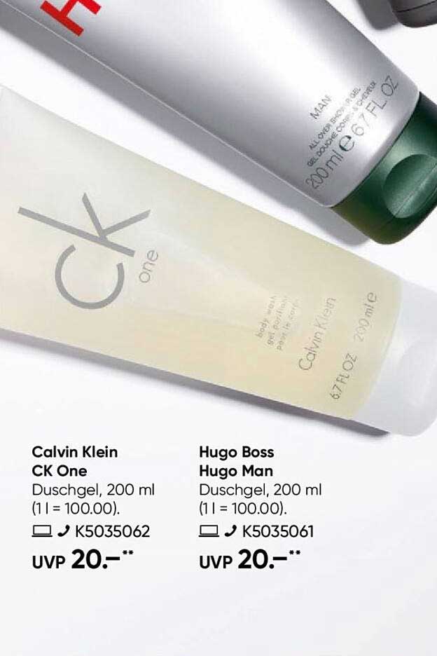 Calvin Klein CK One Duschgel 200 ml und Hugo Boss Hugo Man Duschgel 200 ml