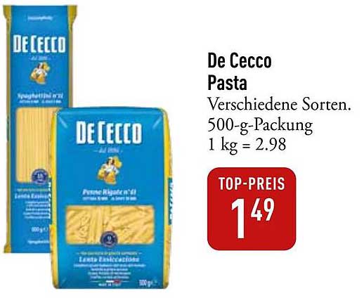 De Cecco Pasta verschiedene Sorten 500-g-Packung