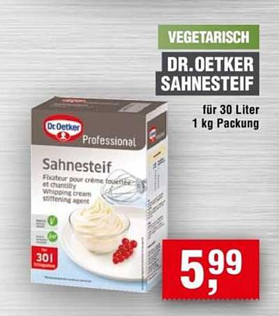 Dr. Oetker Sahne steif für 30 Liter 1 kg Packung