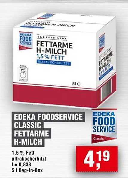 EDEKA FOOD SERVICE CLASSIC FETTARME H-MILCH 1,5% FETT
