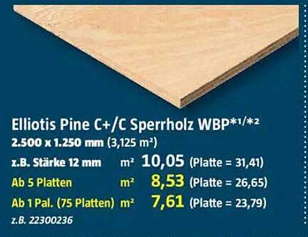 Elliotis Pine C/C Sperrholz WBP