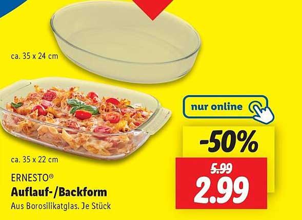 ERNESTO® Auflauf-/Backform aus Borosilikatglas - nur online