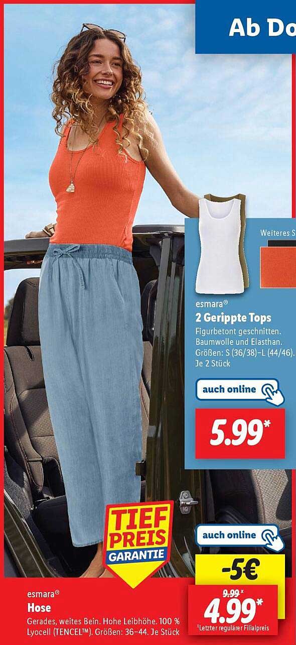 esmará Hose - Gerades, weites Bein aus 100 % Lyocell (TENCEL™) für nur 4,99 €