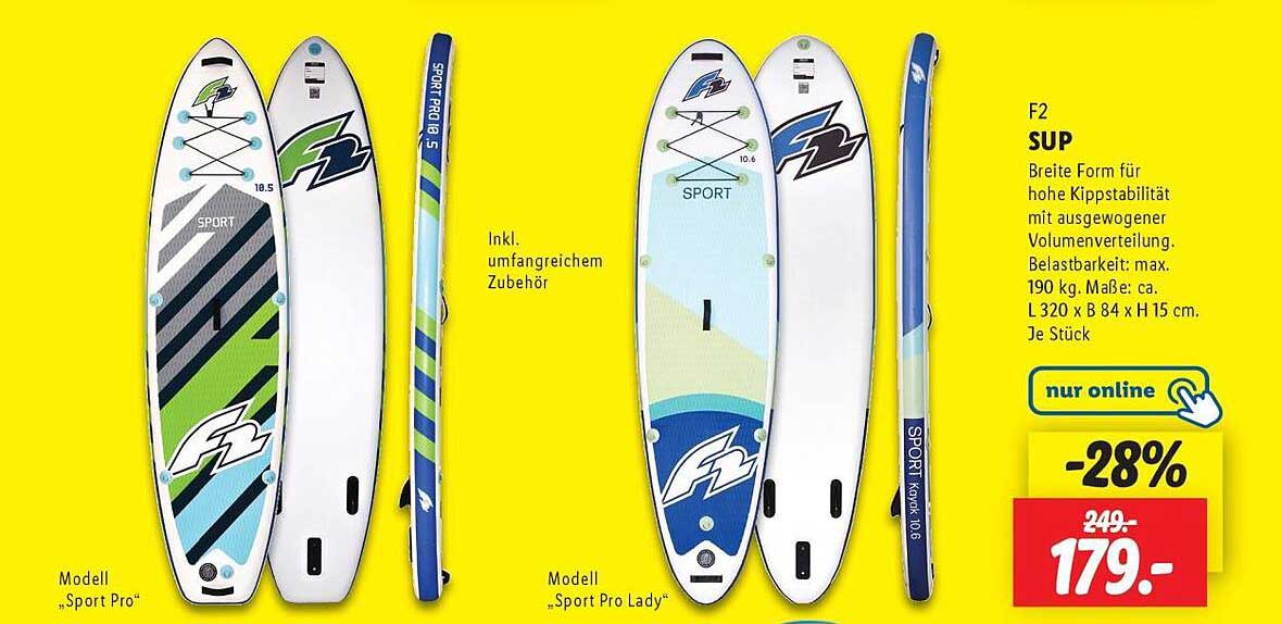 F2 SUP Modelle Sport Pro und Sport Pro Lady
