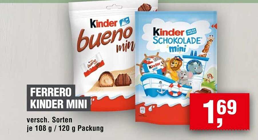 FERRERO KINDER MINI - Verschiedene Sorten, je 108 g / 120 g Packung