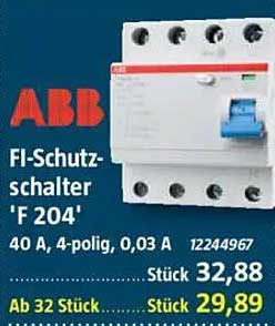 FI-Schutzschalter 'F 204' 40 A, 4-polig, 0,03 A