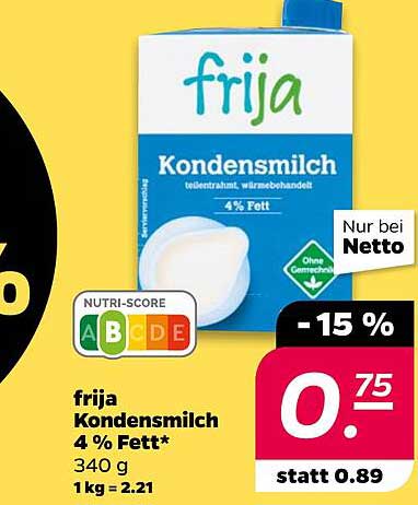 frija Kondensmilch 4 % Fett 340 g