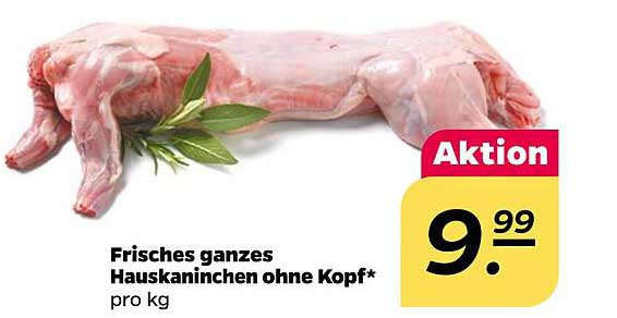 Frisches ganzes Hauskaninchen ohne Kopf*