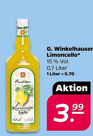 G. Winkelhauser Limoncello* 15 % Vol. 0,7 Liter