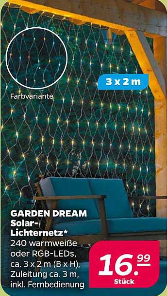 GARDEN DREAM Solar-Lichternetz – 240 warmweiße oder RGB-LEDs, 3 x 2 m