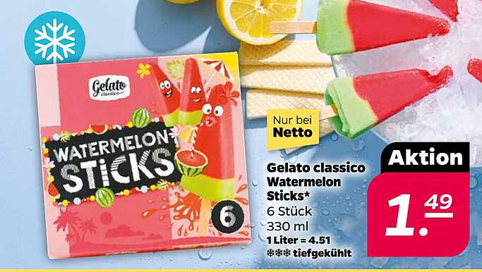Gelato classico Watermelon Sticks – 6 Stück