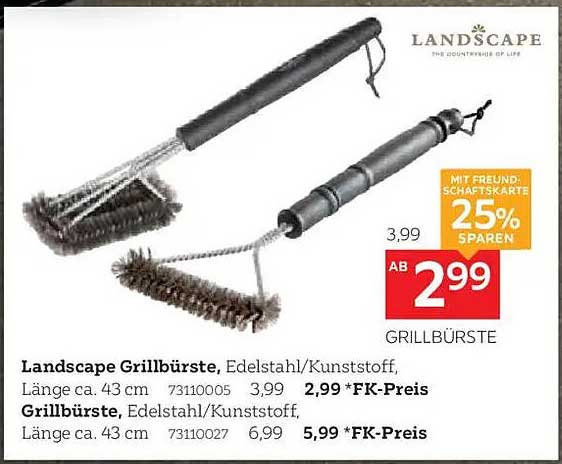 Grillbürste LANDSCAPE aus Edelstahl/Kunststoff, Länge ca. 43 cm
