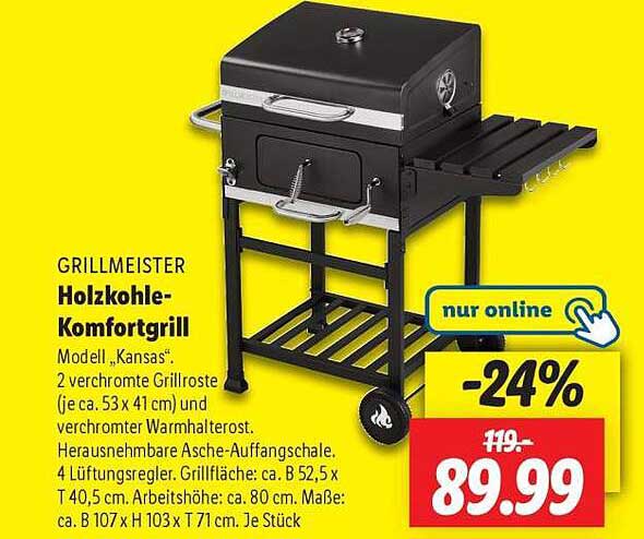 GRILLMEISTER Holzköhle-Komfortgrill Modell 'Kansas'